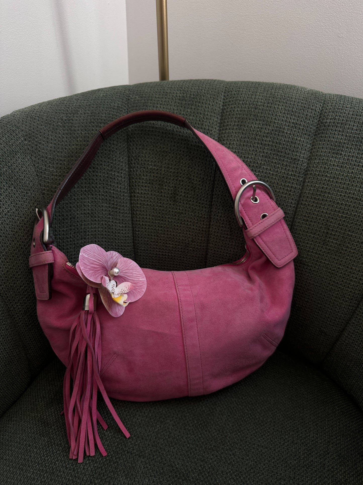Coach Pink Suede Hobo Bag