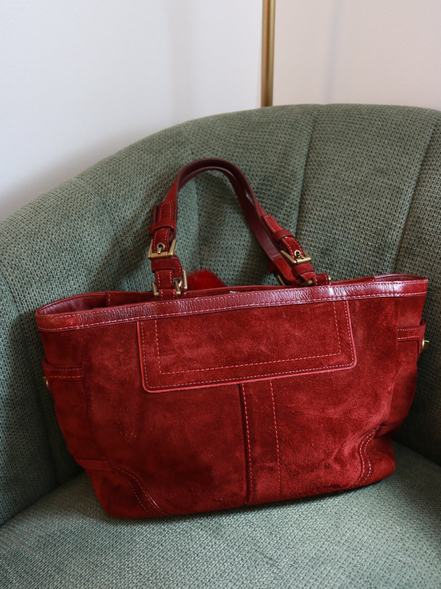 Coach Red Suede Gallery Tote Bag
