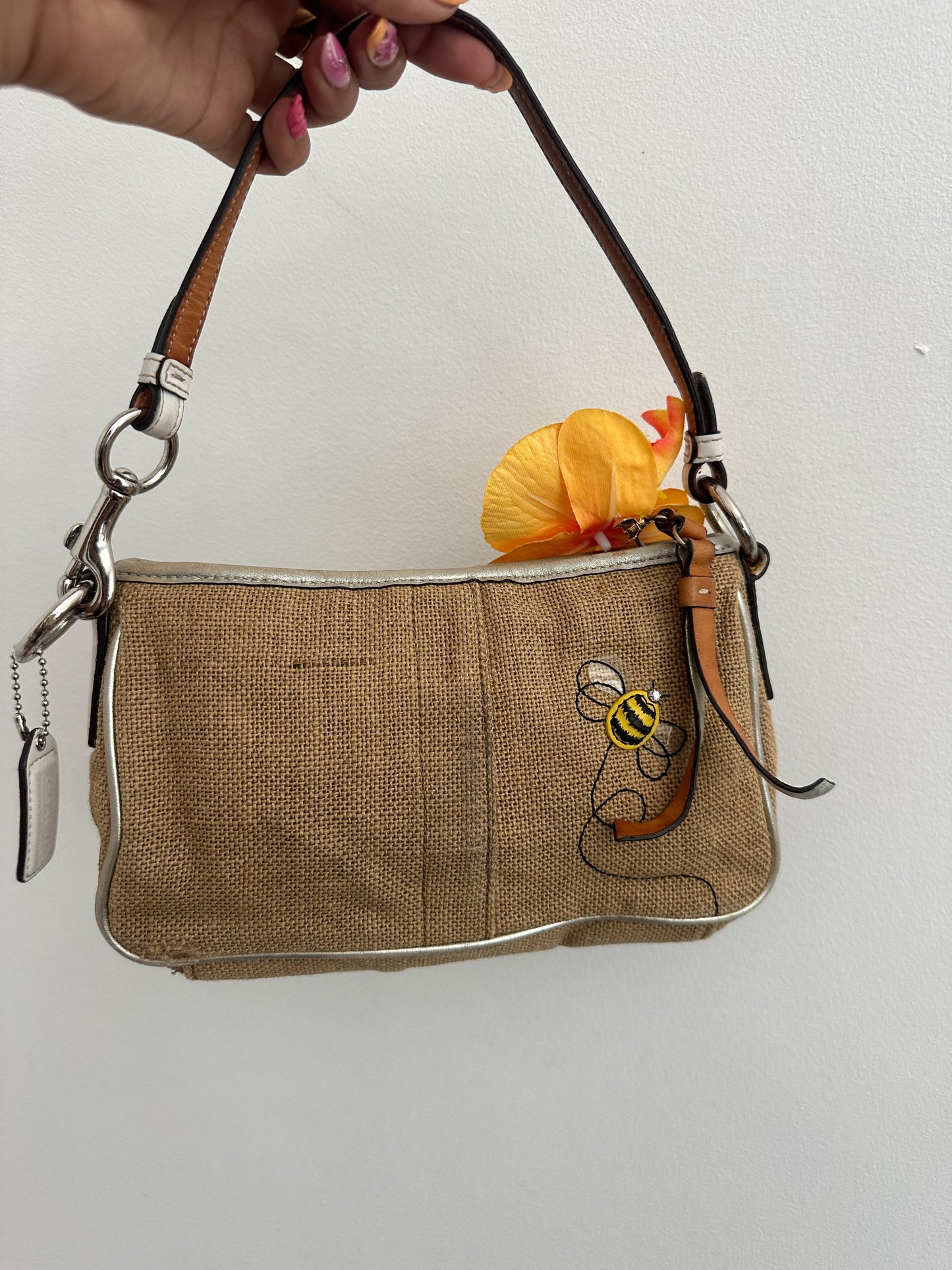 Coach Straw Woven Bumble Bee Bag