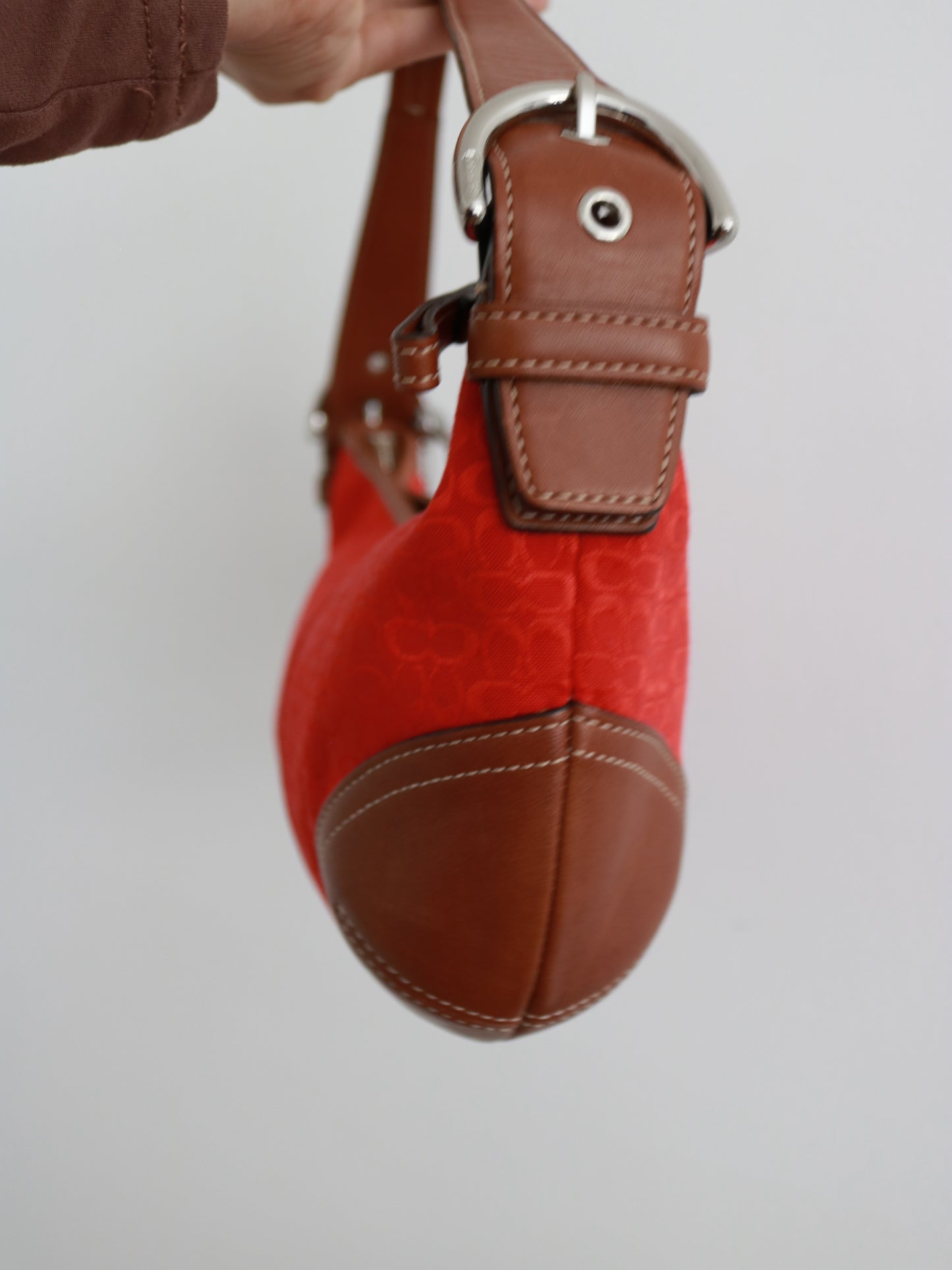 Rare Coach Red Signature Mini Hobo Bag