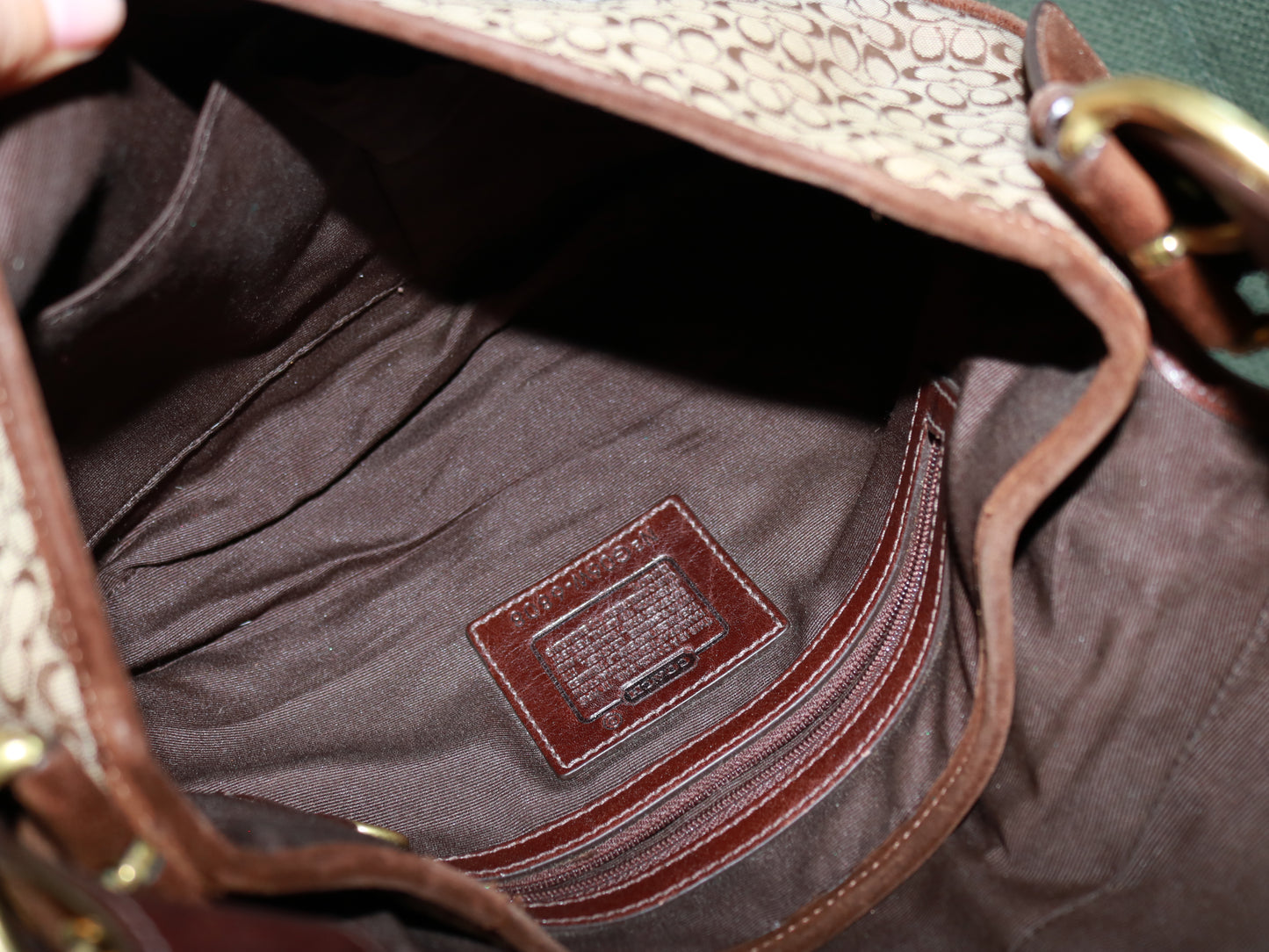 Rare Coach Brown Signature Soho Bag with Brass Hardware