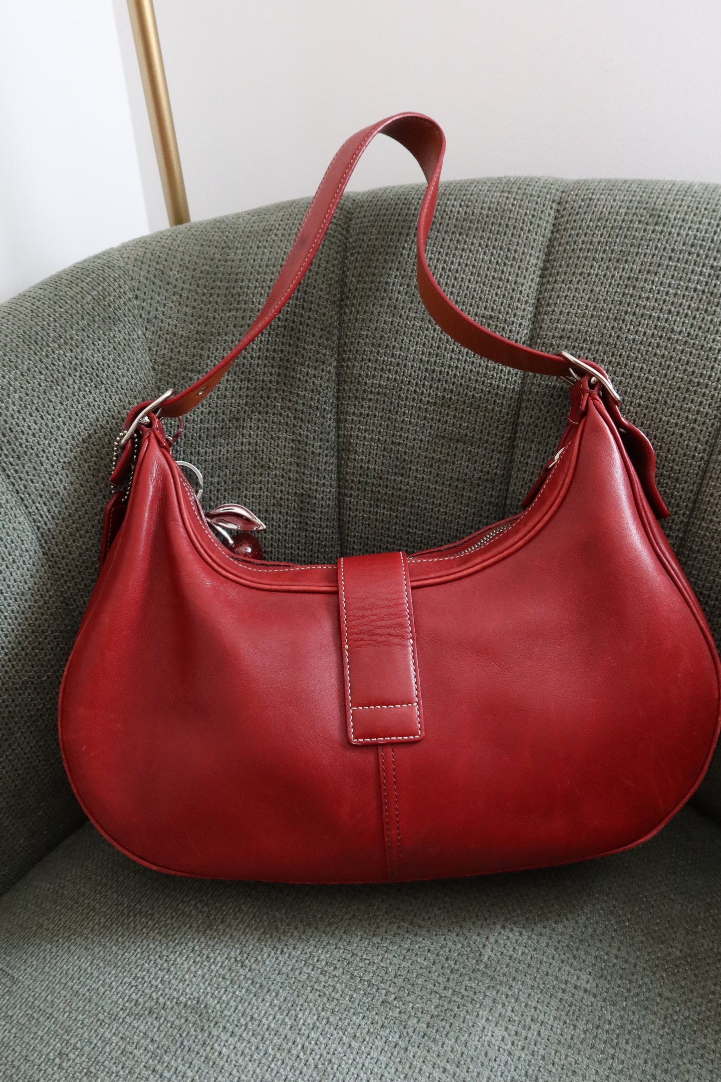 Coach Red Hamptons Hobo Bag