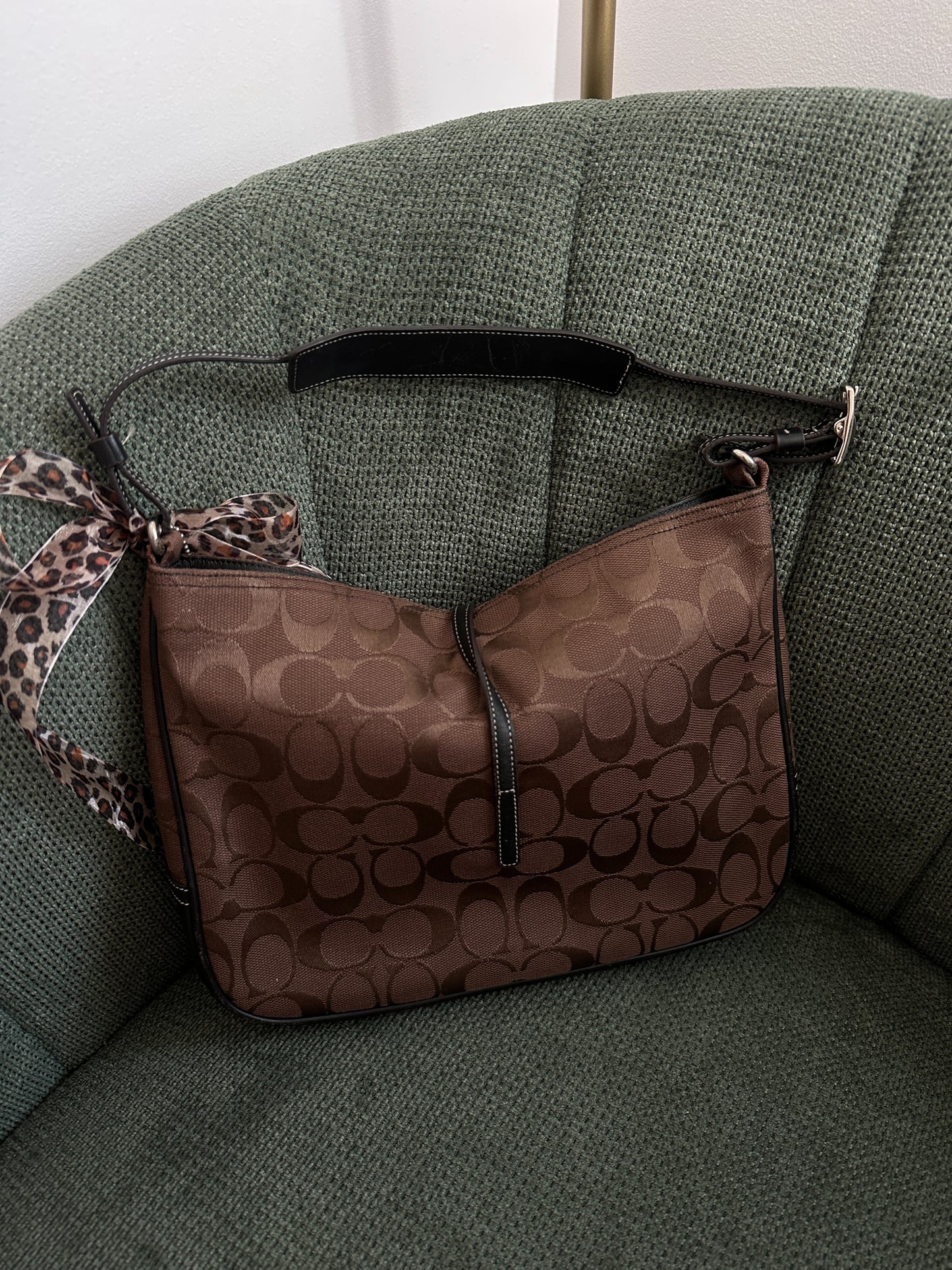 Coach Brown Monogram Hamptons Clip Bag