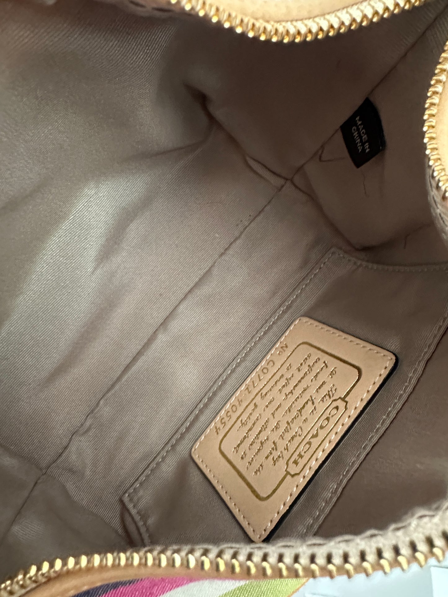 Coach Striped Kisslock Top Handle Bag