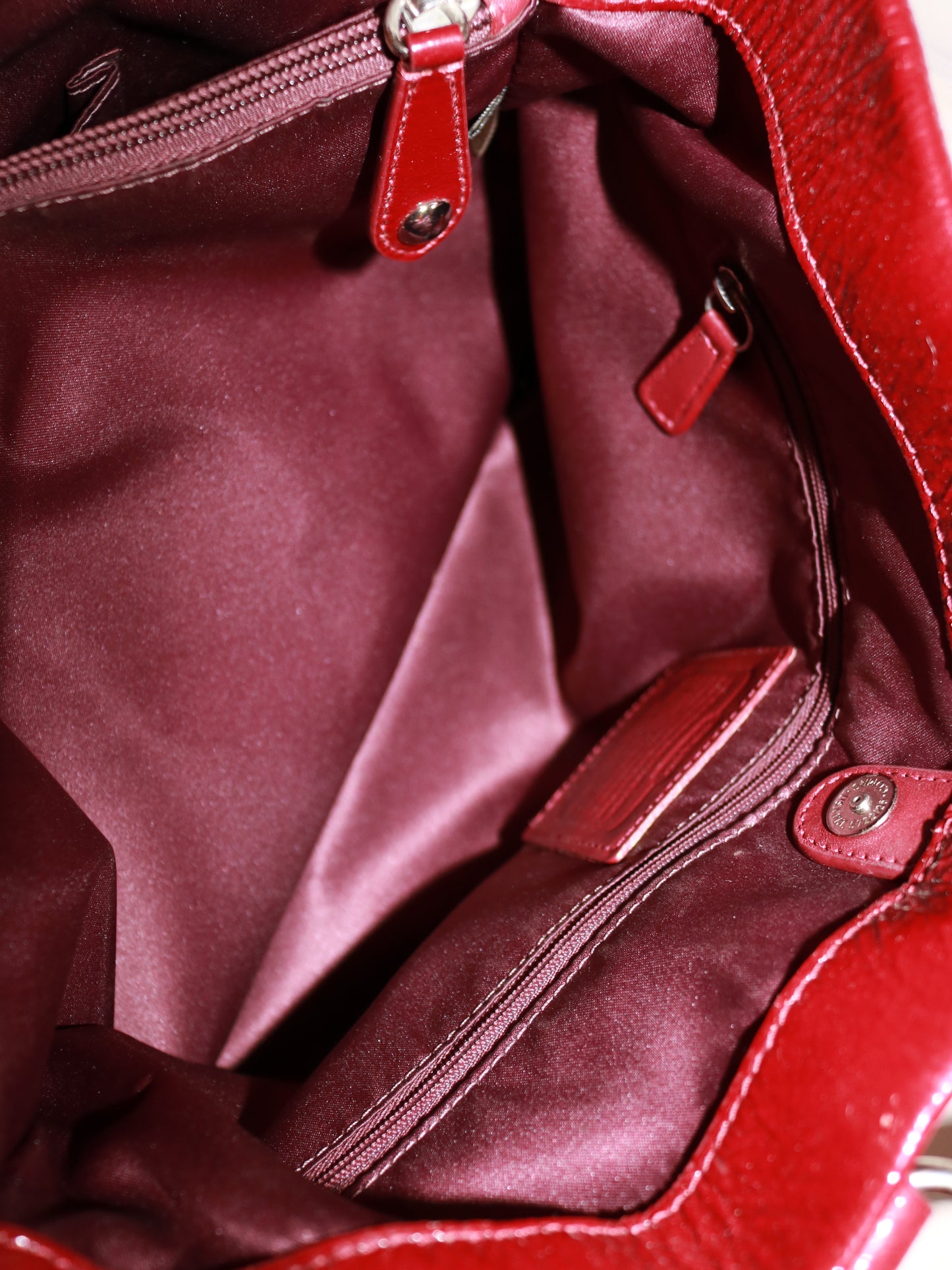 Coach Burgundy Patent Leather Ashley Carry-All Bag