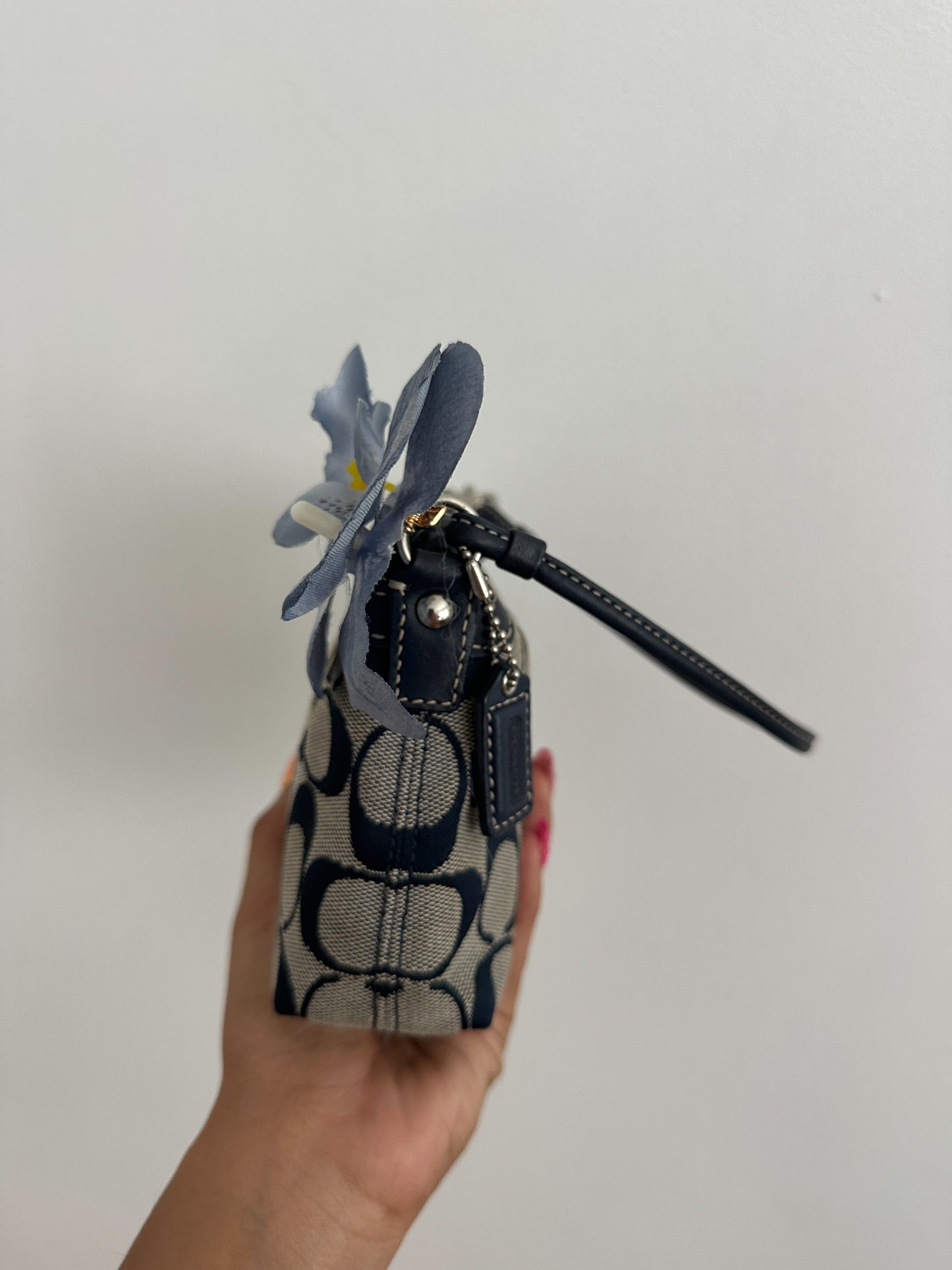 Coach Navy Blue Monogram Mini Turnlock Bag