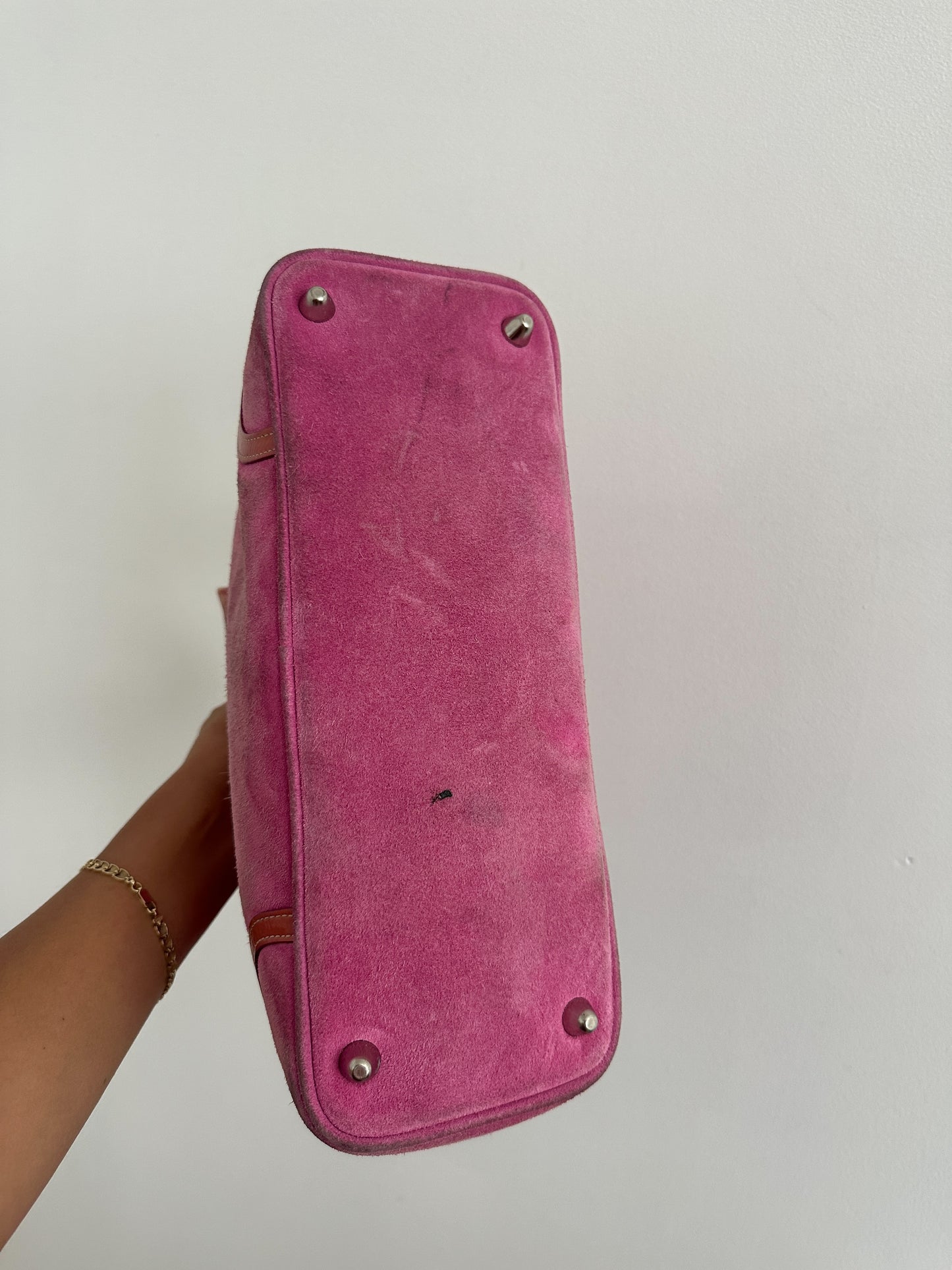 Pink Suede Coach Hamptons Tote Bag