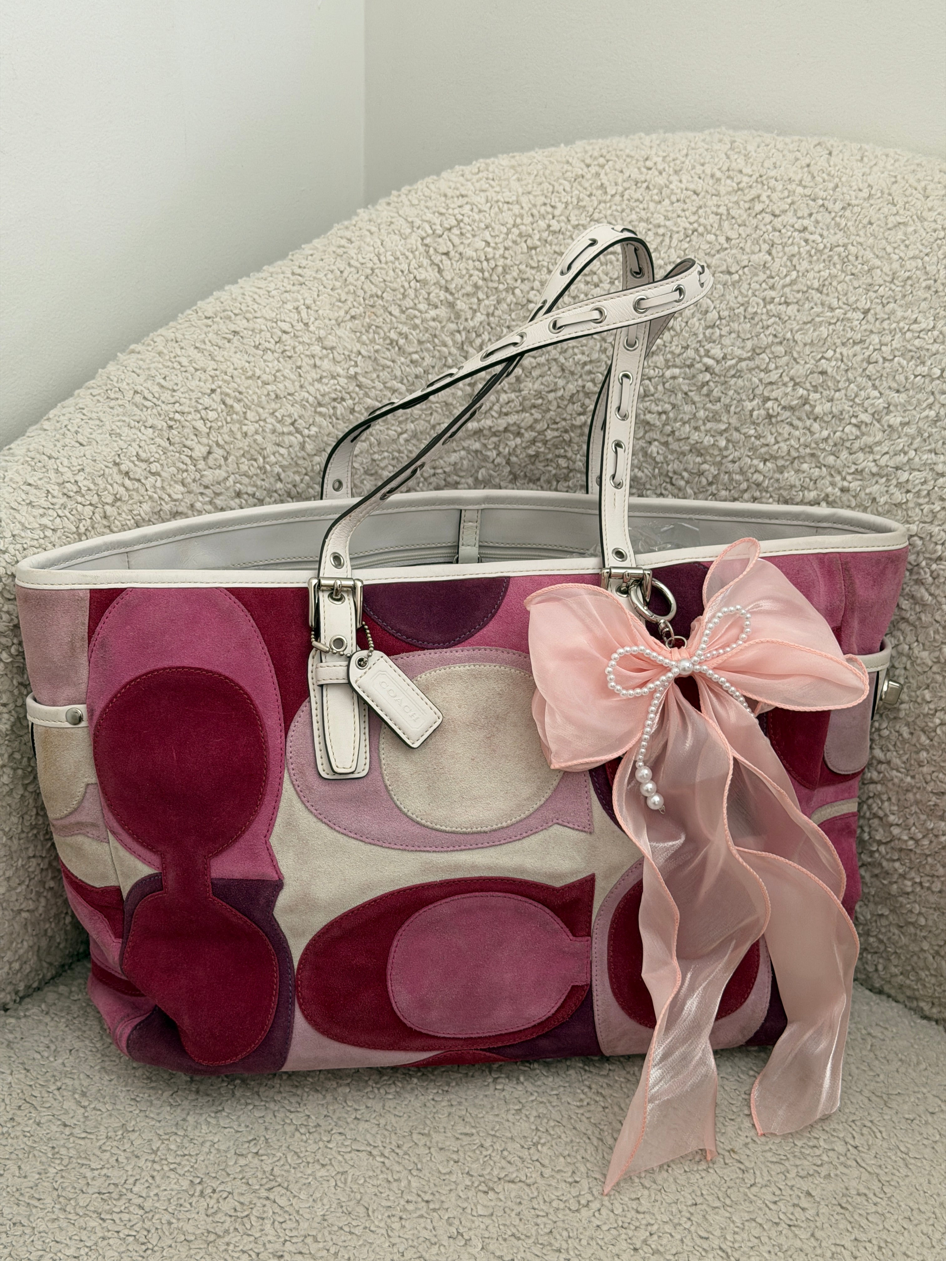 Coach Limited Edition Suede Tote Multicolor Pinks