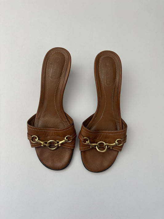 Coach Tan Buckle Kitten Heels (Size 6)
