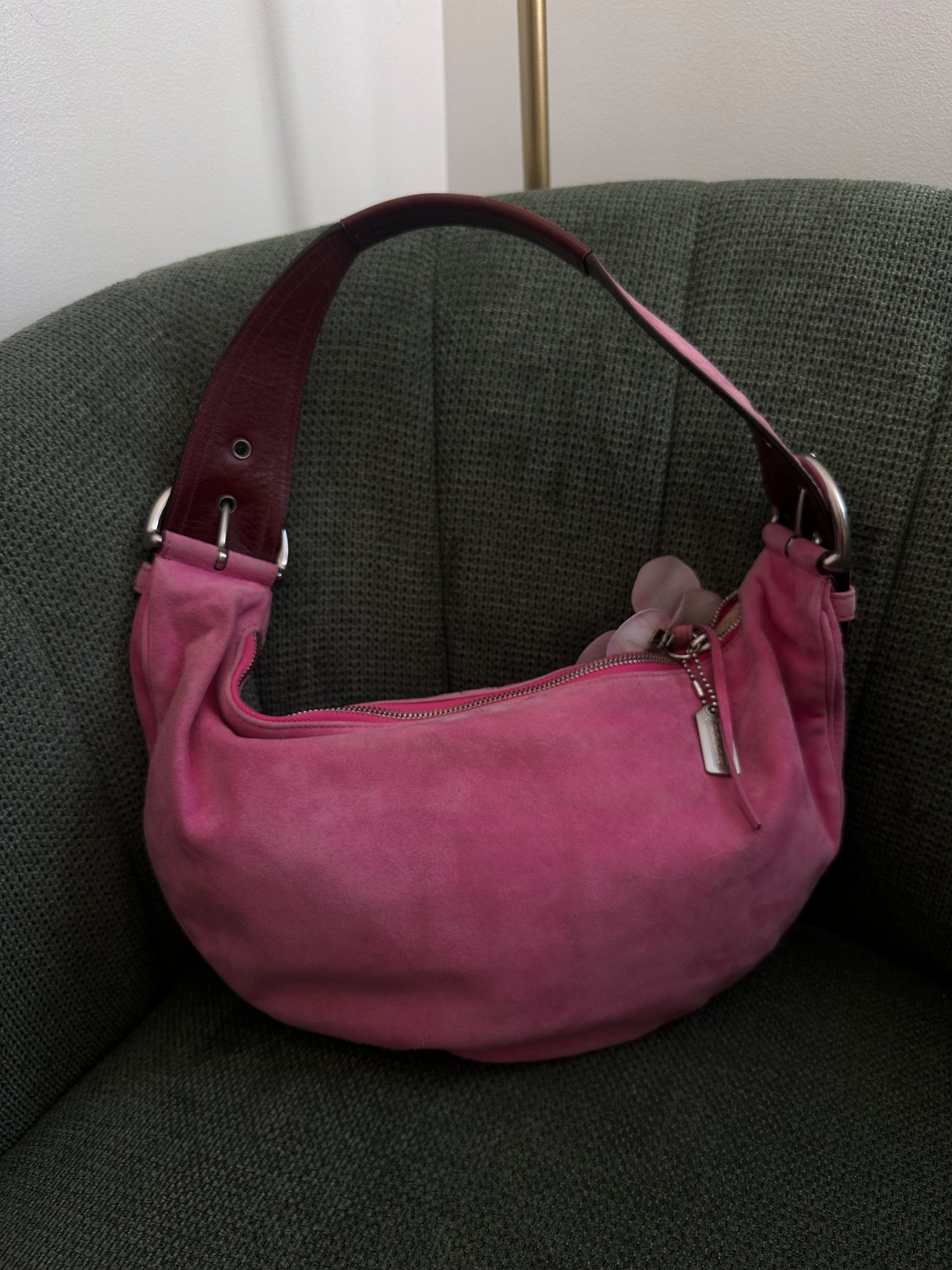 Coach Pink Suede Hobo Bag