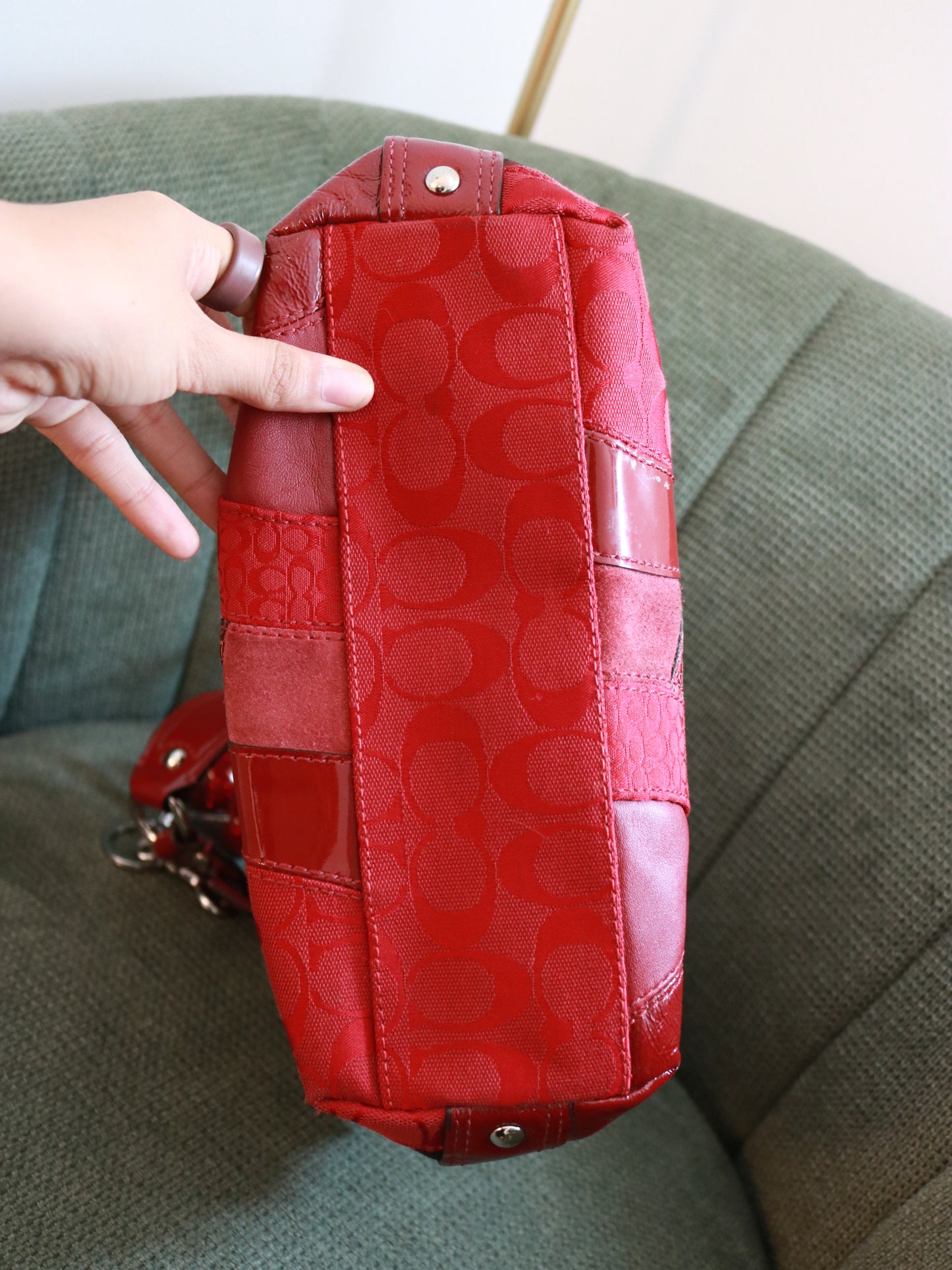 Rare Coach Red Patchwork Carly Shoulder Bag