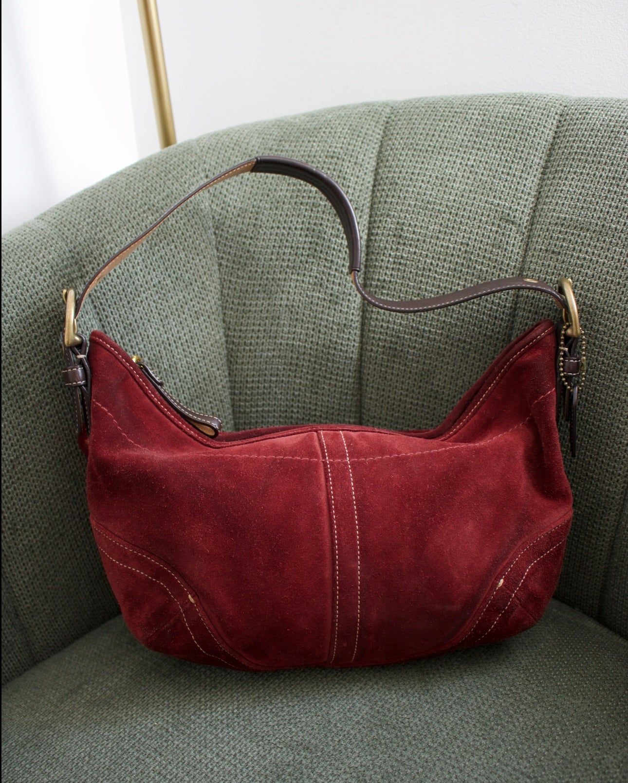 Coach Burgundy Suede Hobo Bag