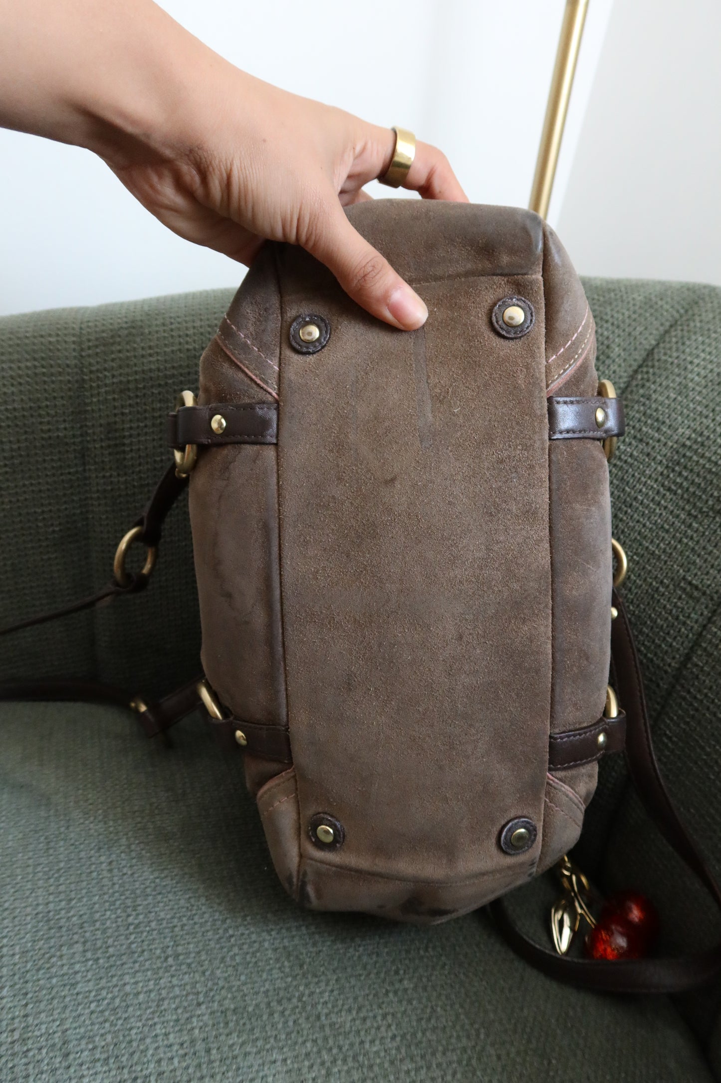 Coach Khaki Suede Tote Bag