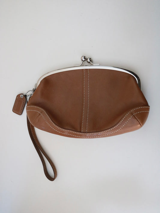 Coach Tan Kisslock Coin Purse