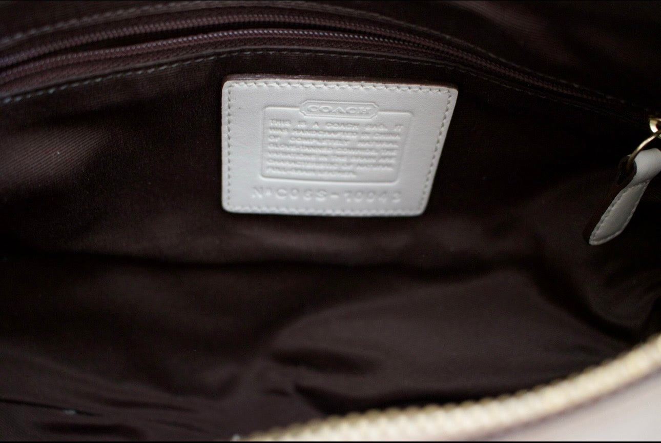 Coach White Leather Crescent Bag