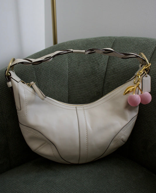 Coach White Leather Crescent Bag
