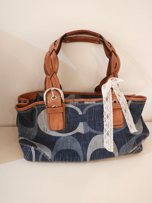 Rare Coach Denim Tote Bag