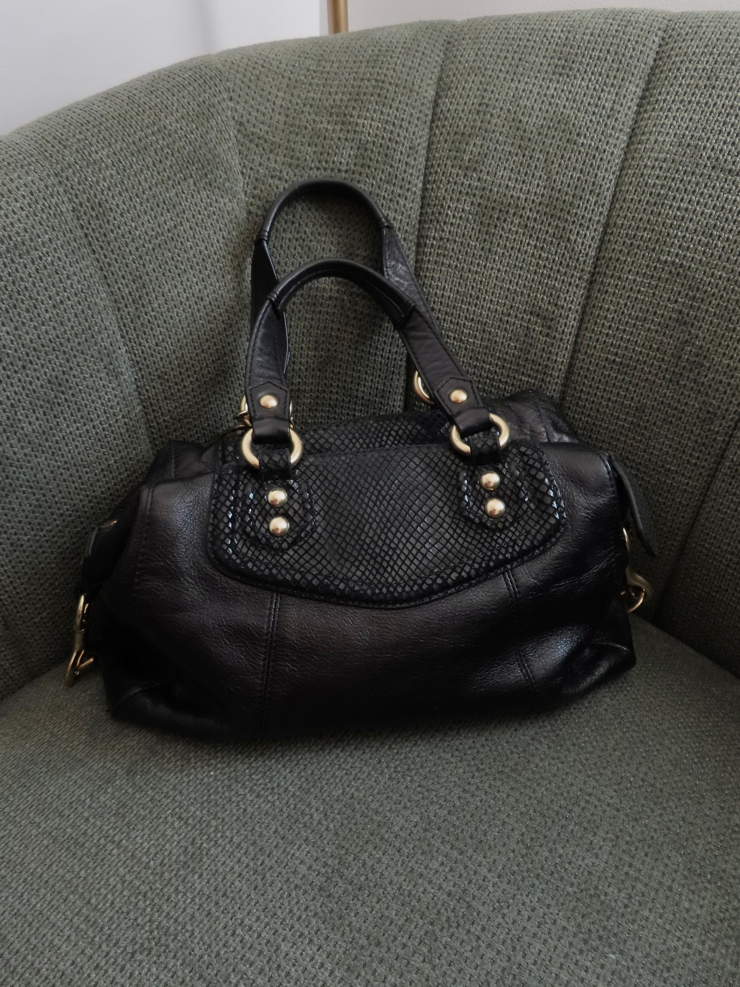 Coach Black Python Madison Satchel Bag