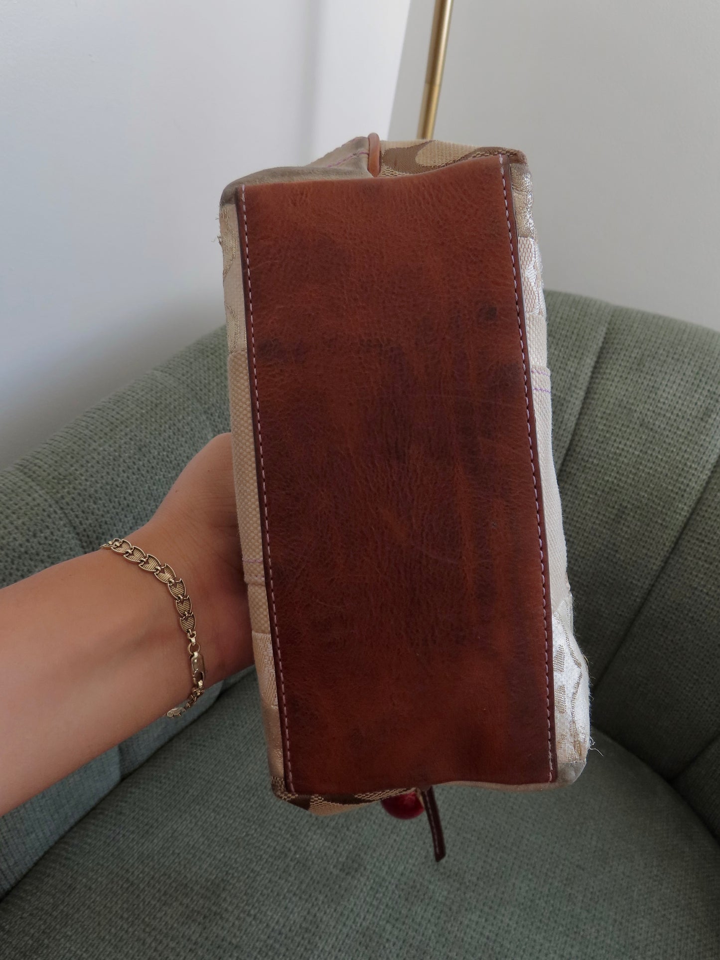 Coach Brown Distressed Patchwork Pochette