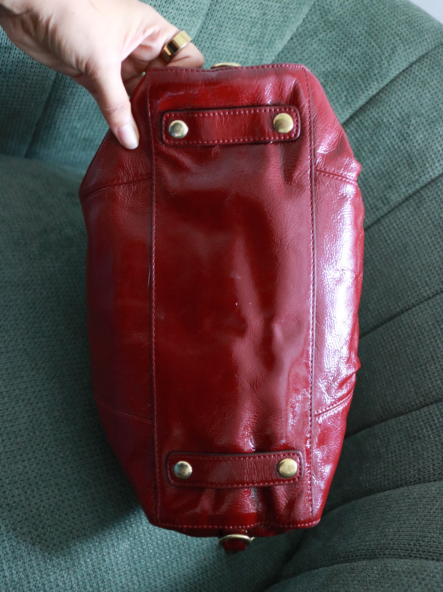 Coach Burgundy Ashley Satchel Bag with Brass Hardware