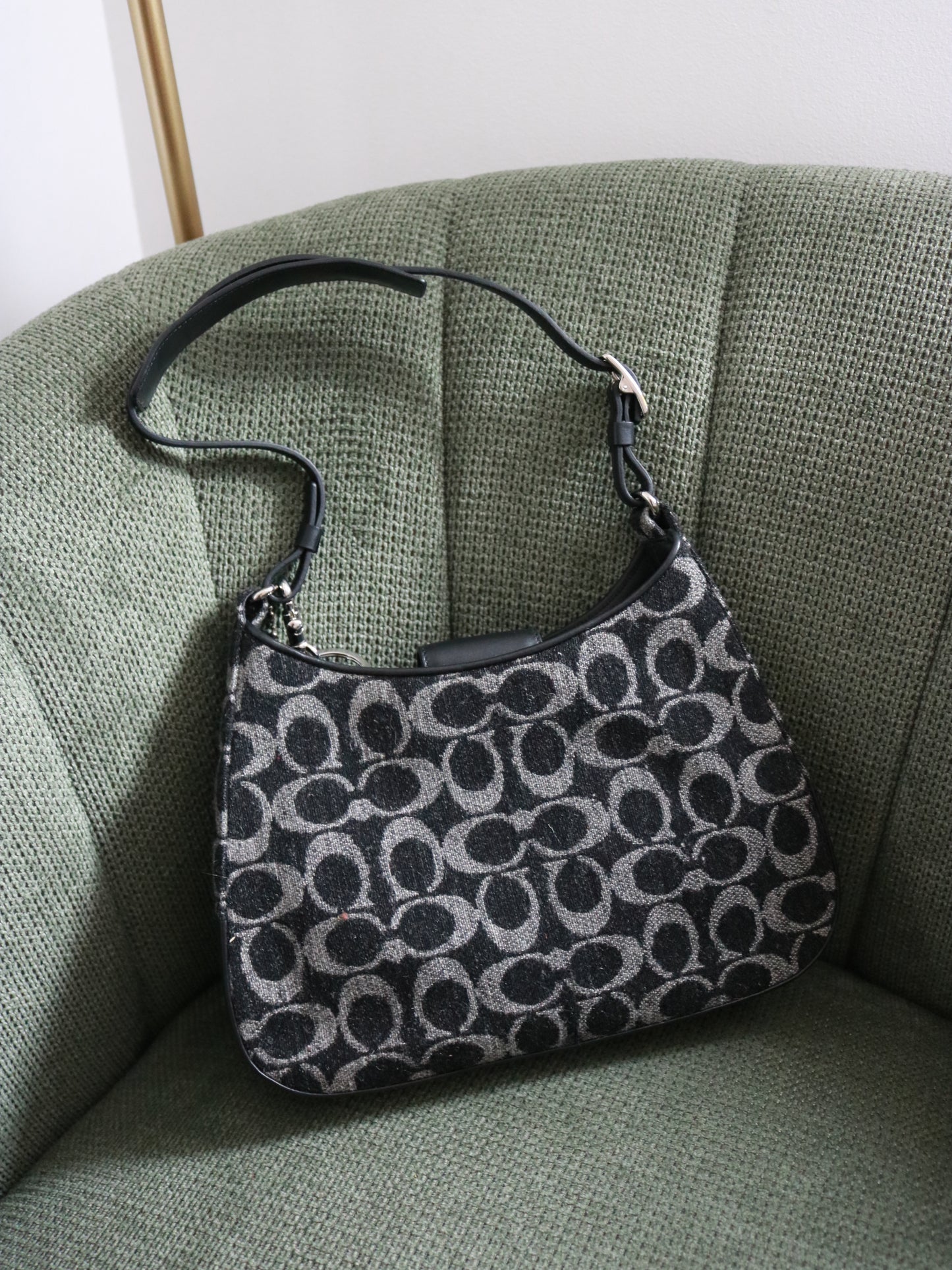 Coach Navy Tweed Monogram Bag