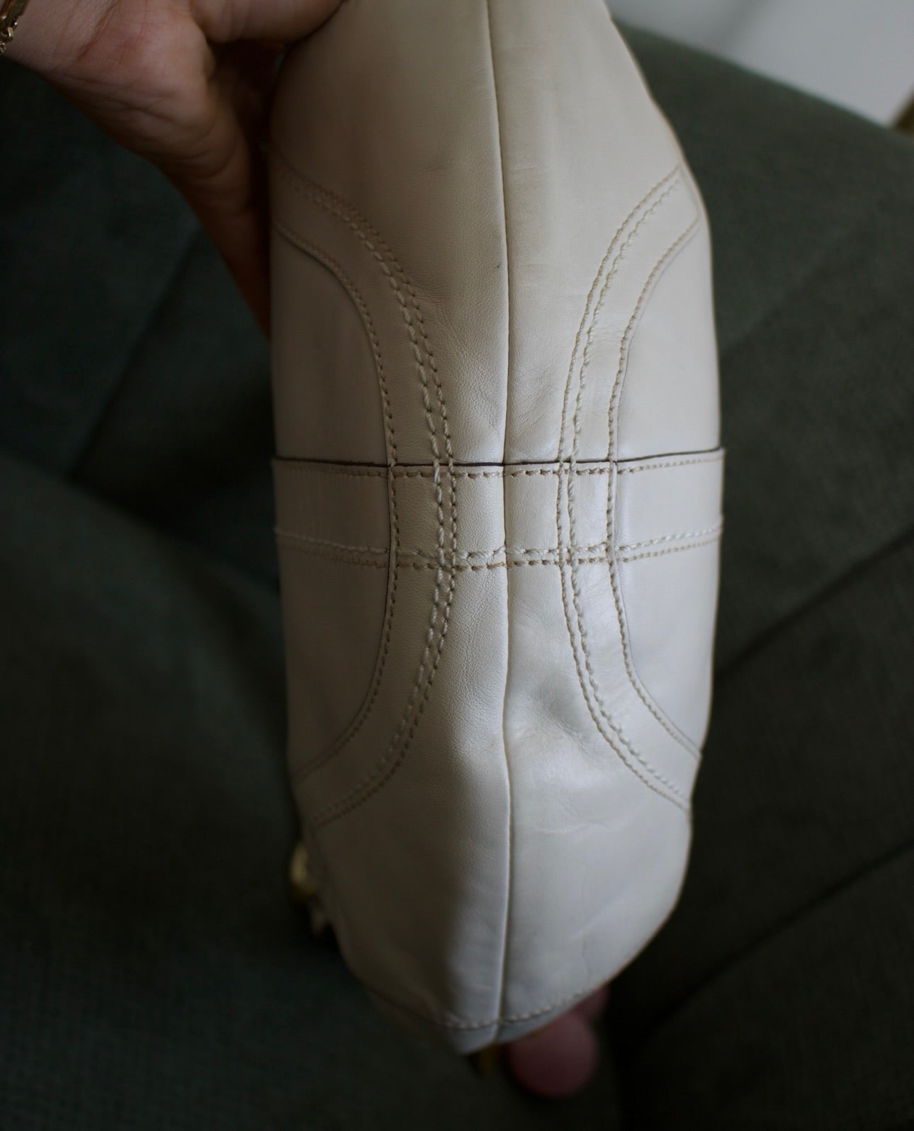 Coach White Leather Crescent Bag