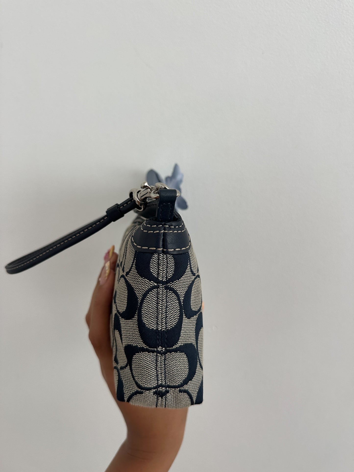 Coach Navy Blue Monogram Mini Turnlock Bag
