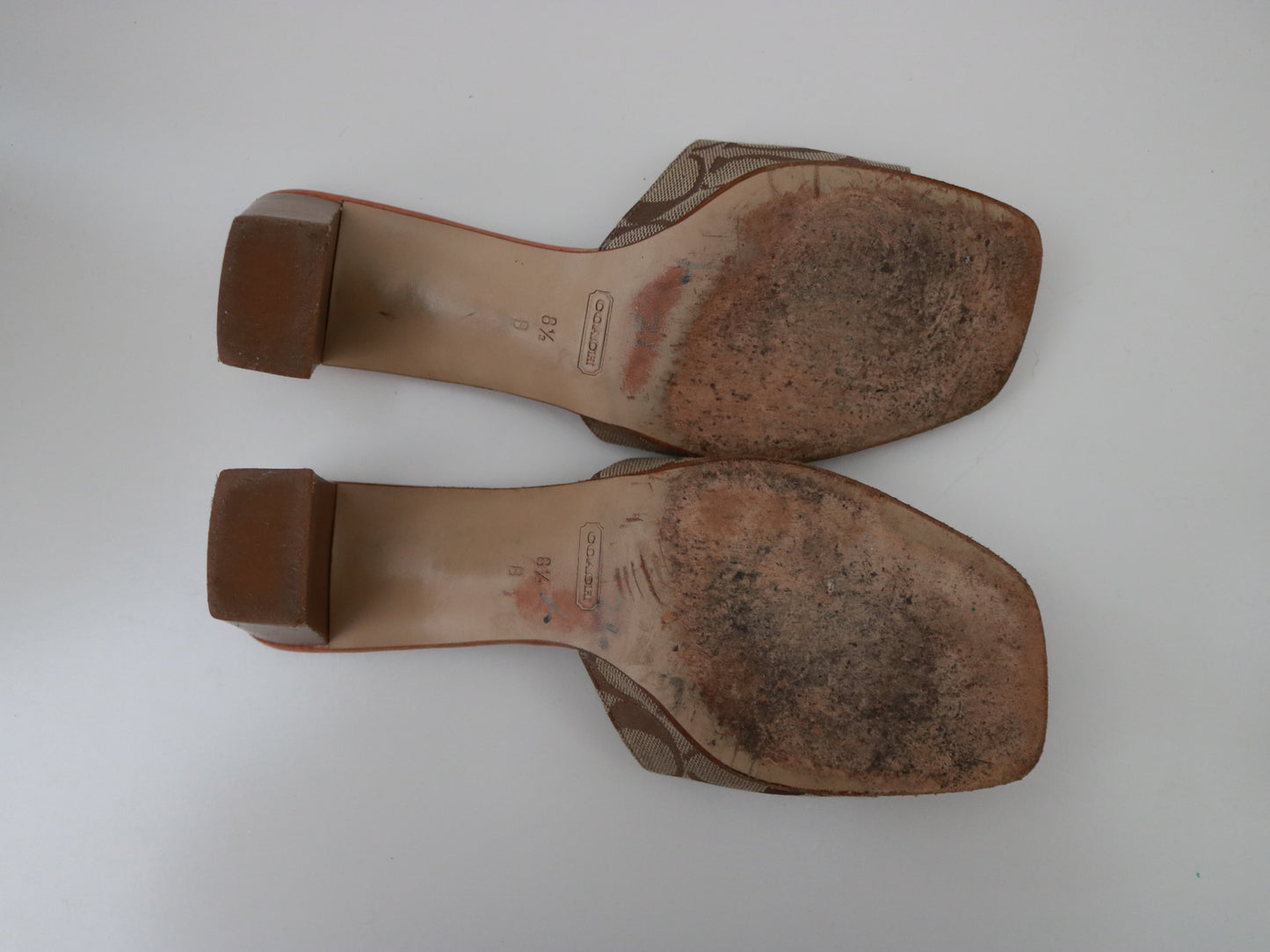 Tan Coach Signature Kitten Heels (Size 8.5B)