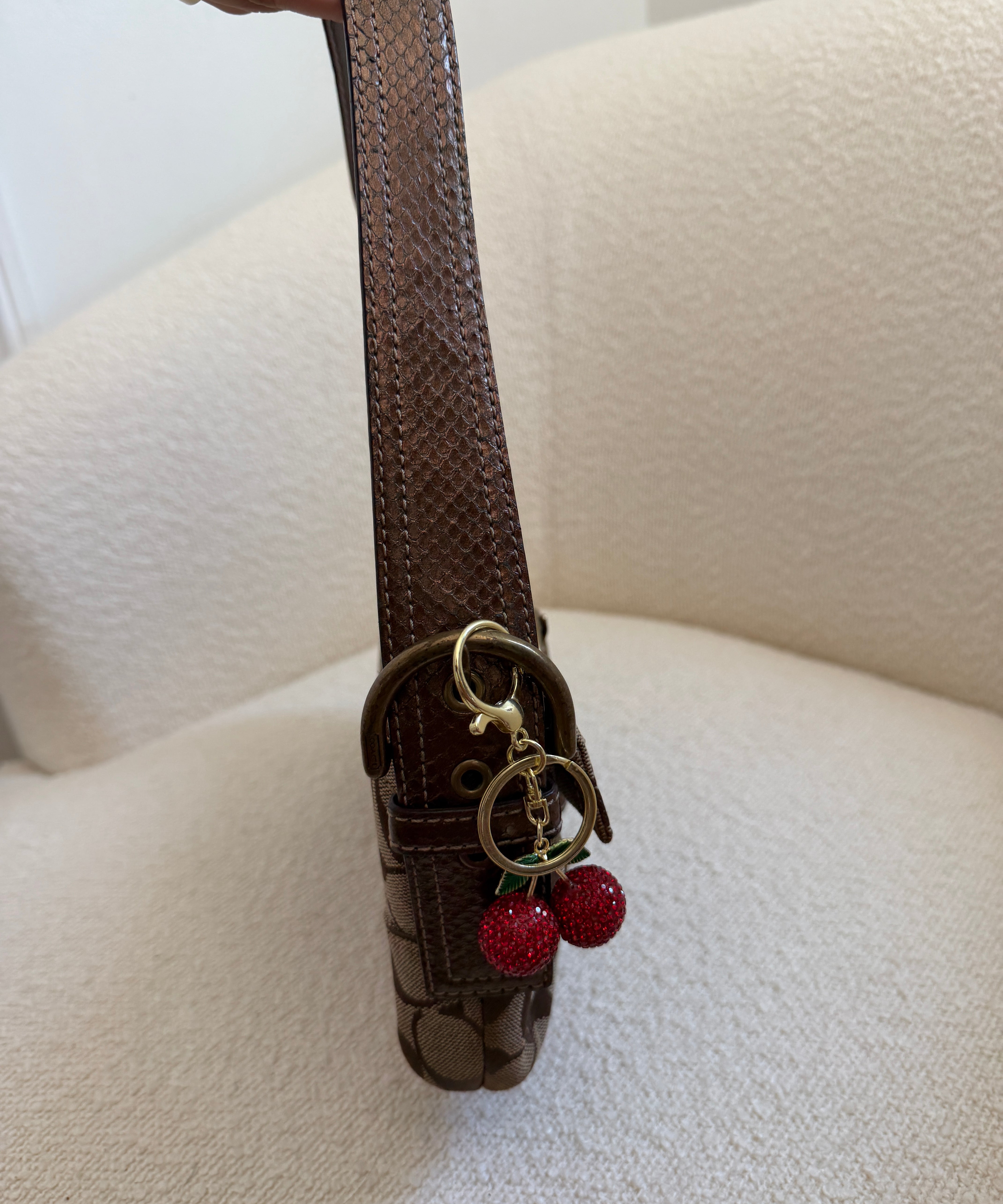 Brown Snakeskin Trim Coach Soho Demi Flap