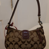 Rare Coach Purple Trim Signature Demi Hamptons Buckle Bag