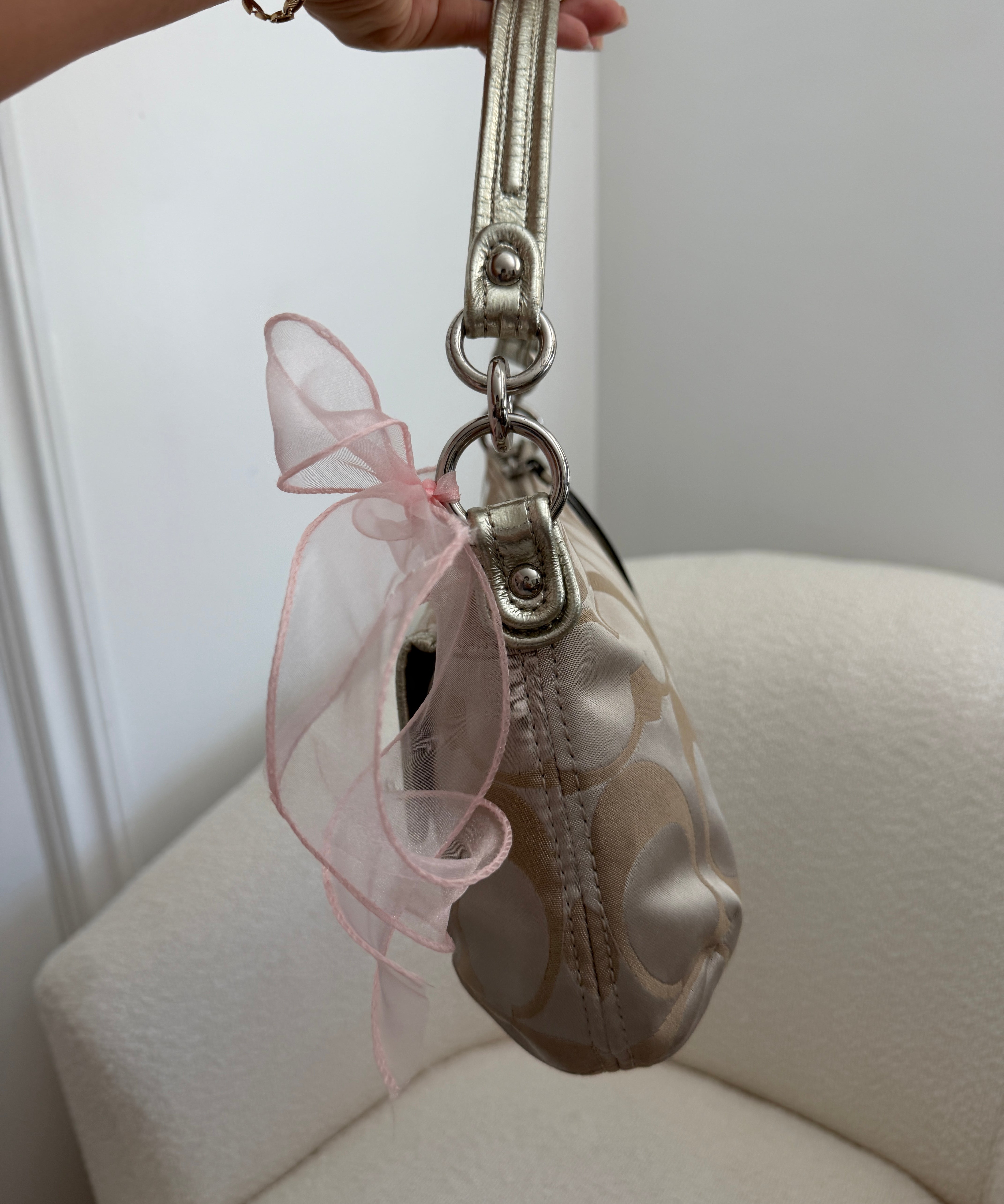 Coach Beige Signature Poppy Shoulder Bag