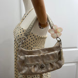 Coach Beige Signature Turnlock Poppy Shoulder Bag