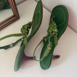 Coach Green Floral Kitten Heels (7.5)