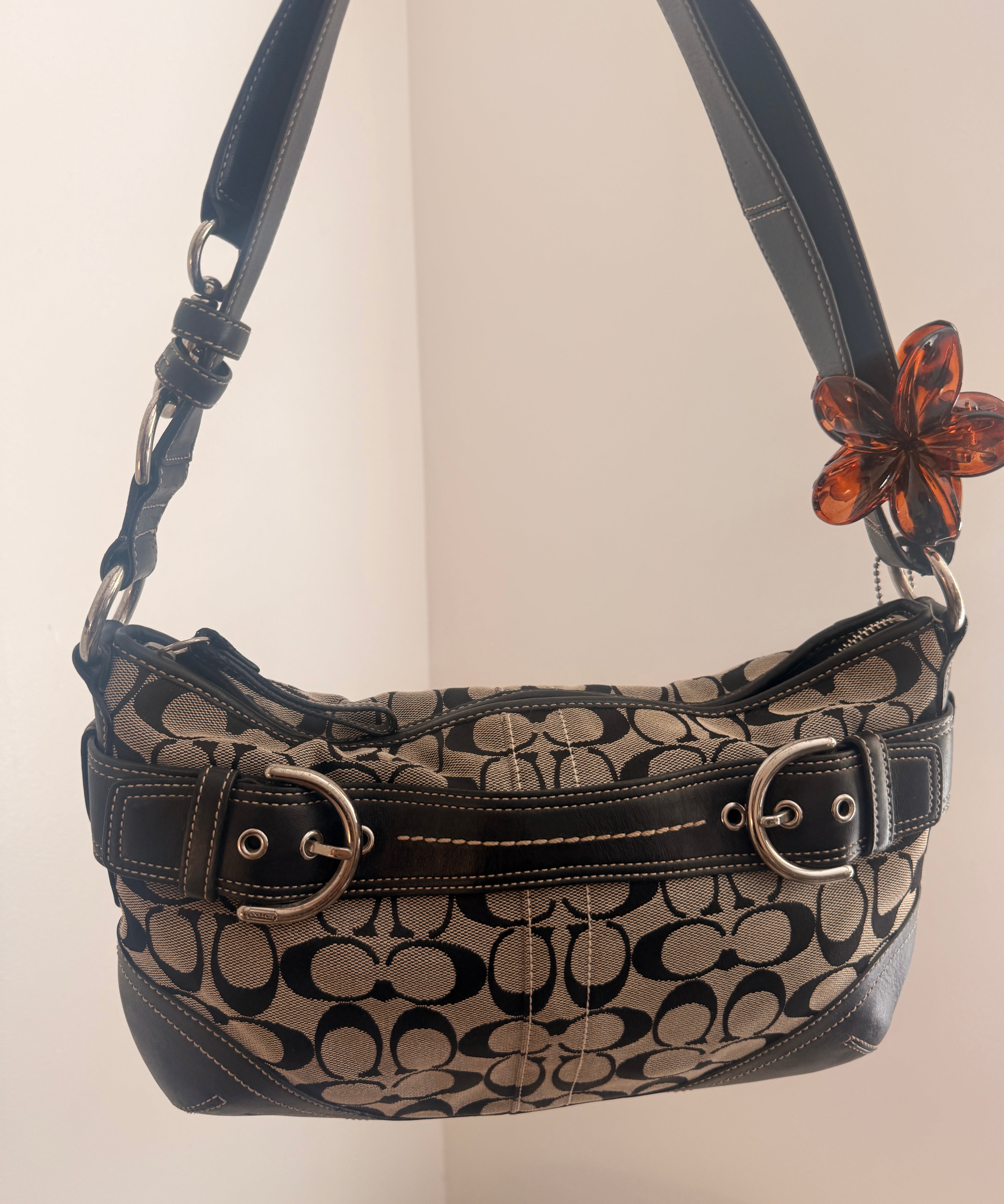 Coach Grey Monogram Shoulder Bag
