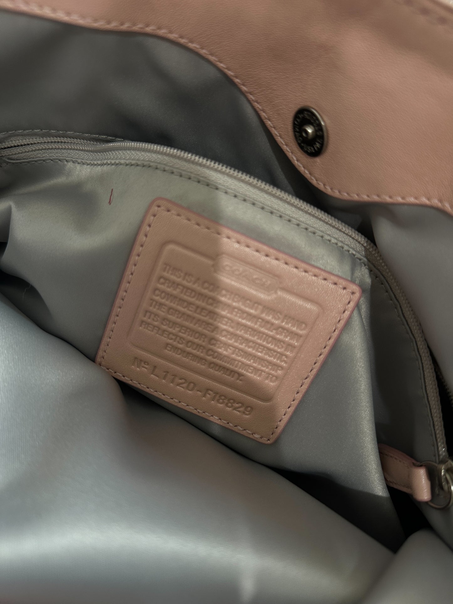 Coach Pastel Pink Shimmer Lexi Tote Bag