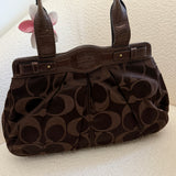 Brown Signature Coach Garnett Turnlock Bag