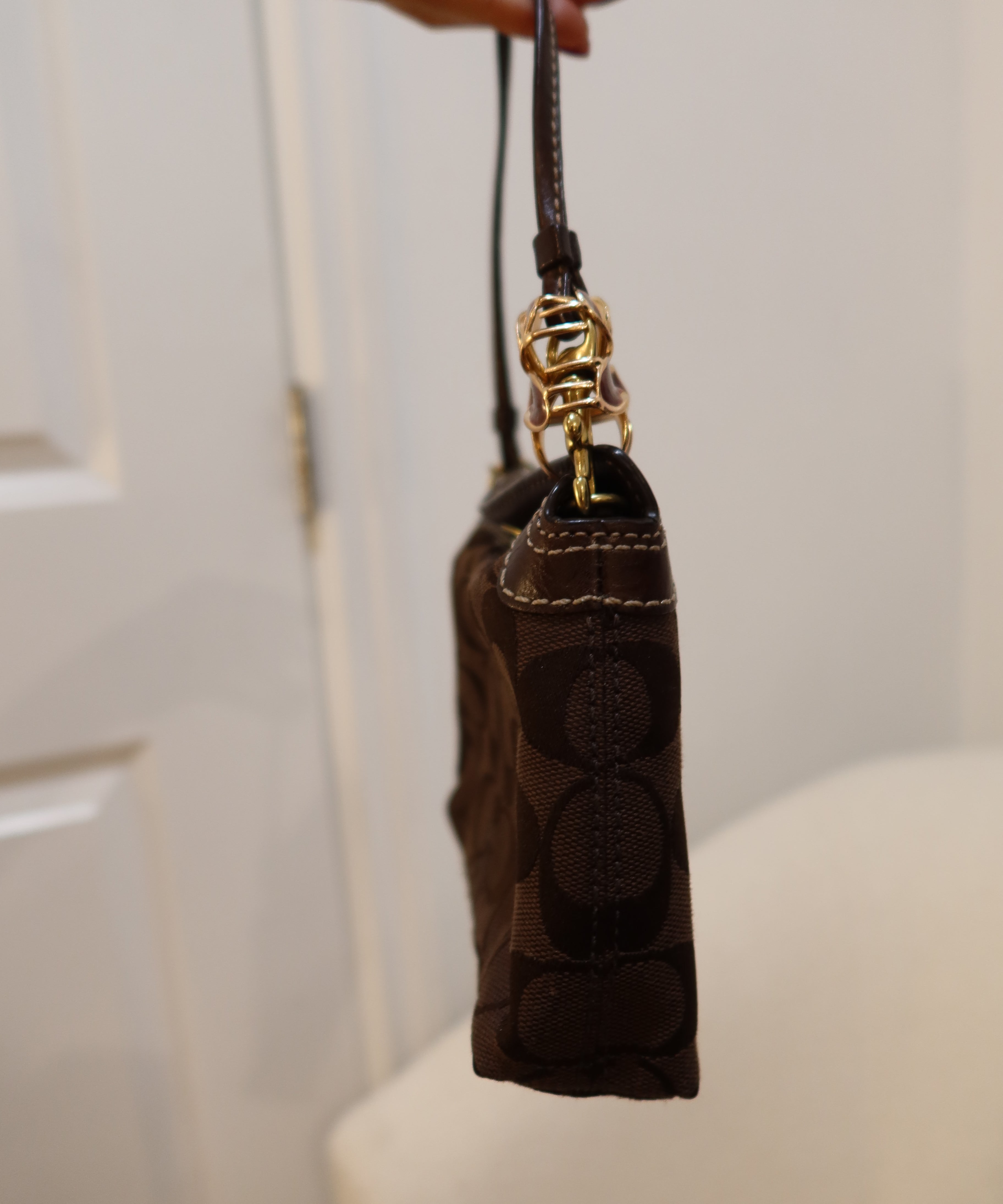 Brown Signature Turnlock Coach Mini Bag