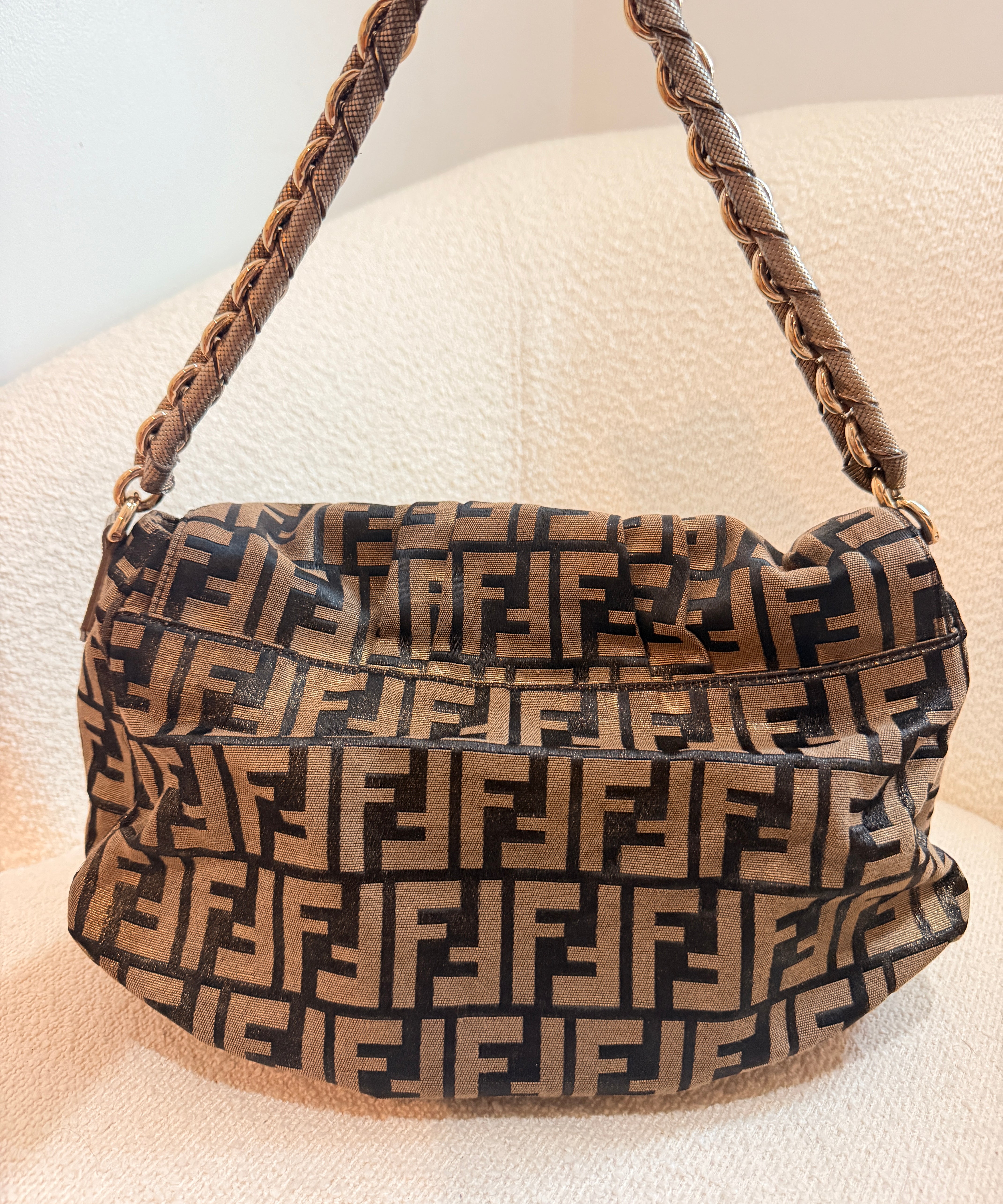 Fendi Zucca Mia Flap Shoulder Bag