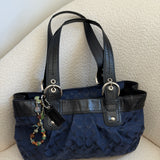 Coach Navy Shimmer Leather Soho Tote Bag