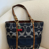 Coach Denim Stripe Tote Bag