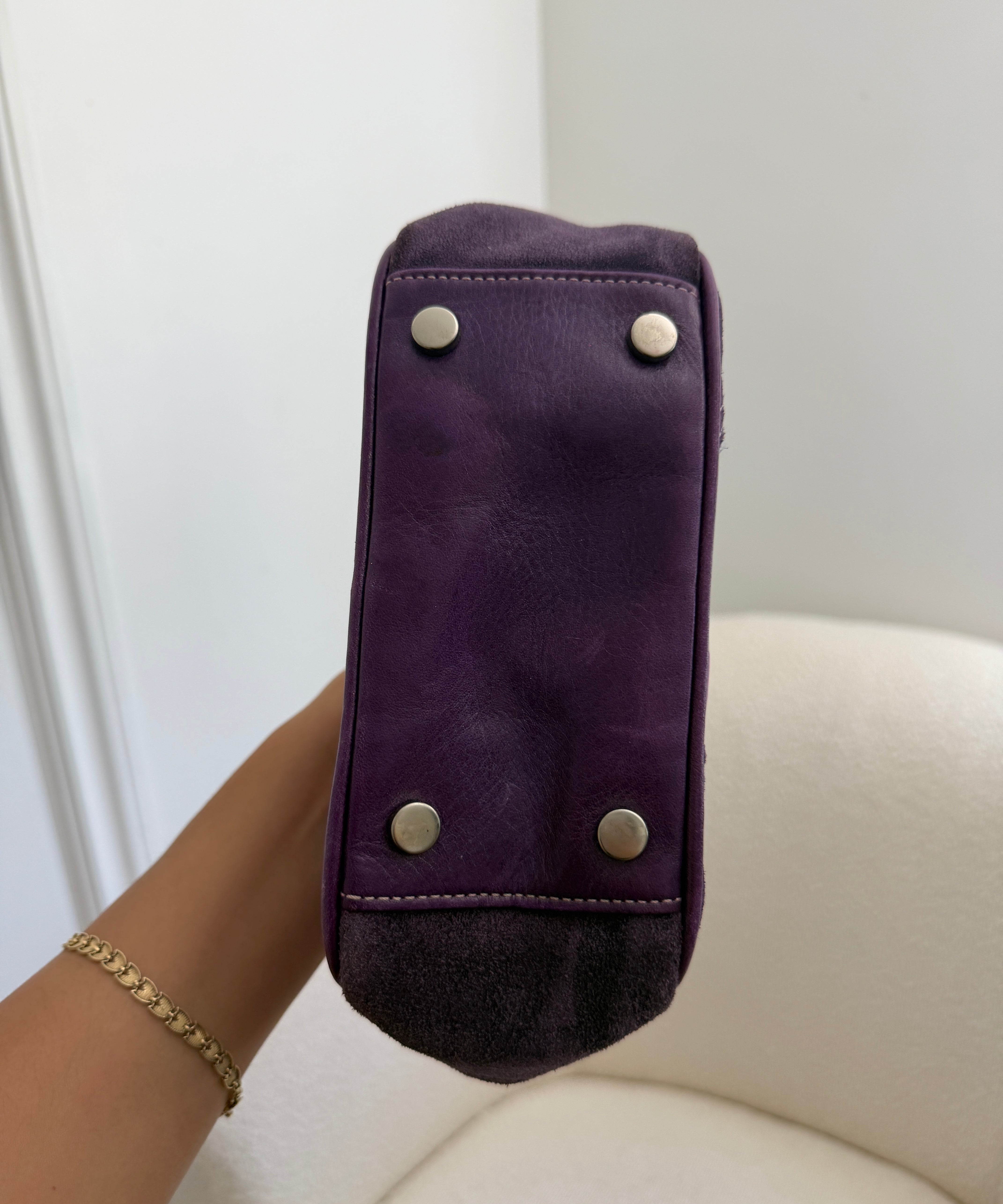 Rare Coach Swarovski Purple Optic Kisslock Hand Bag