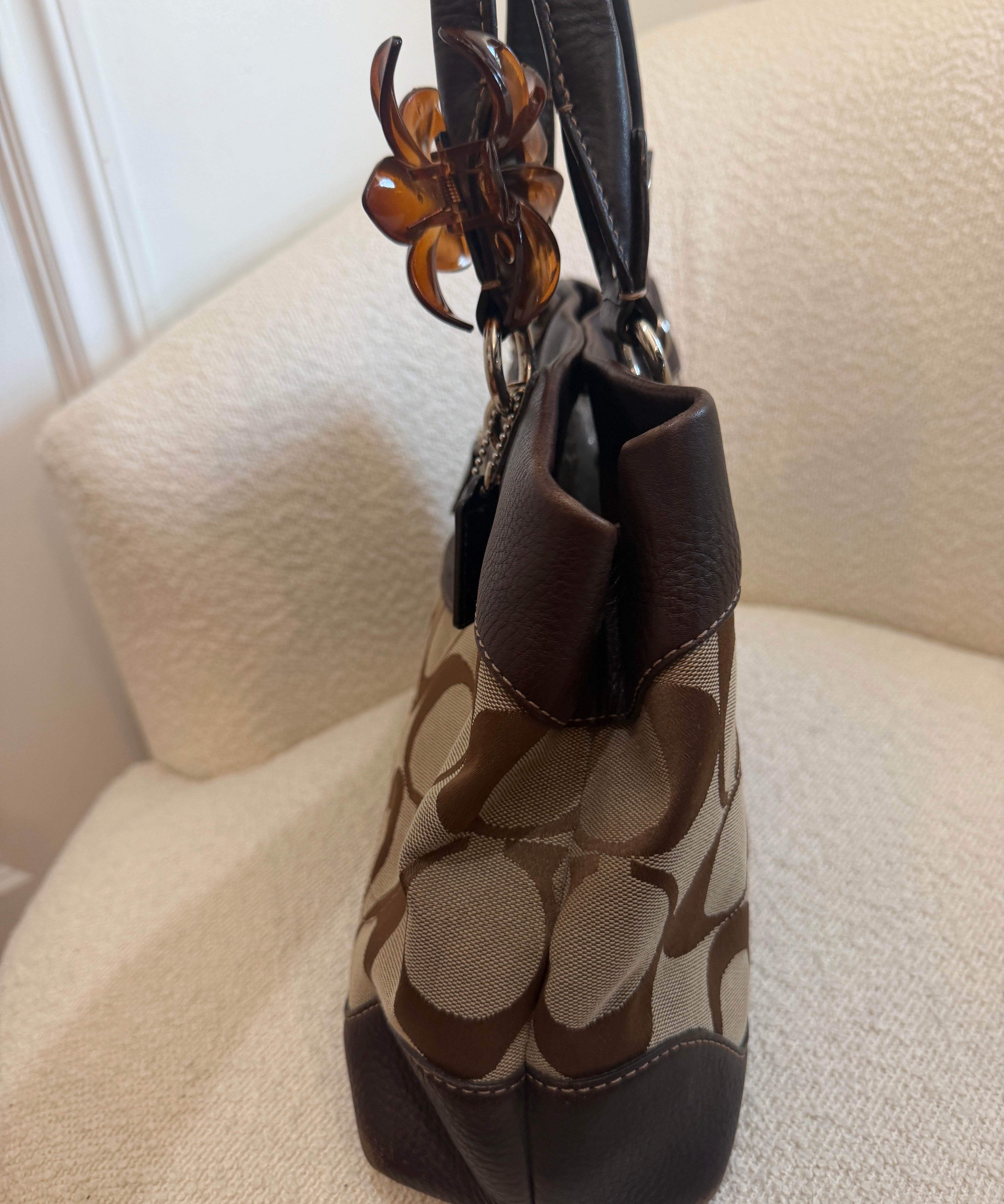 Coach Brown Trim Signature Tote Bag