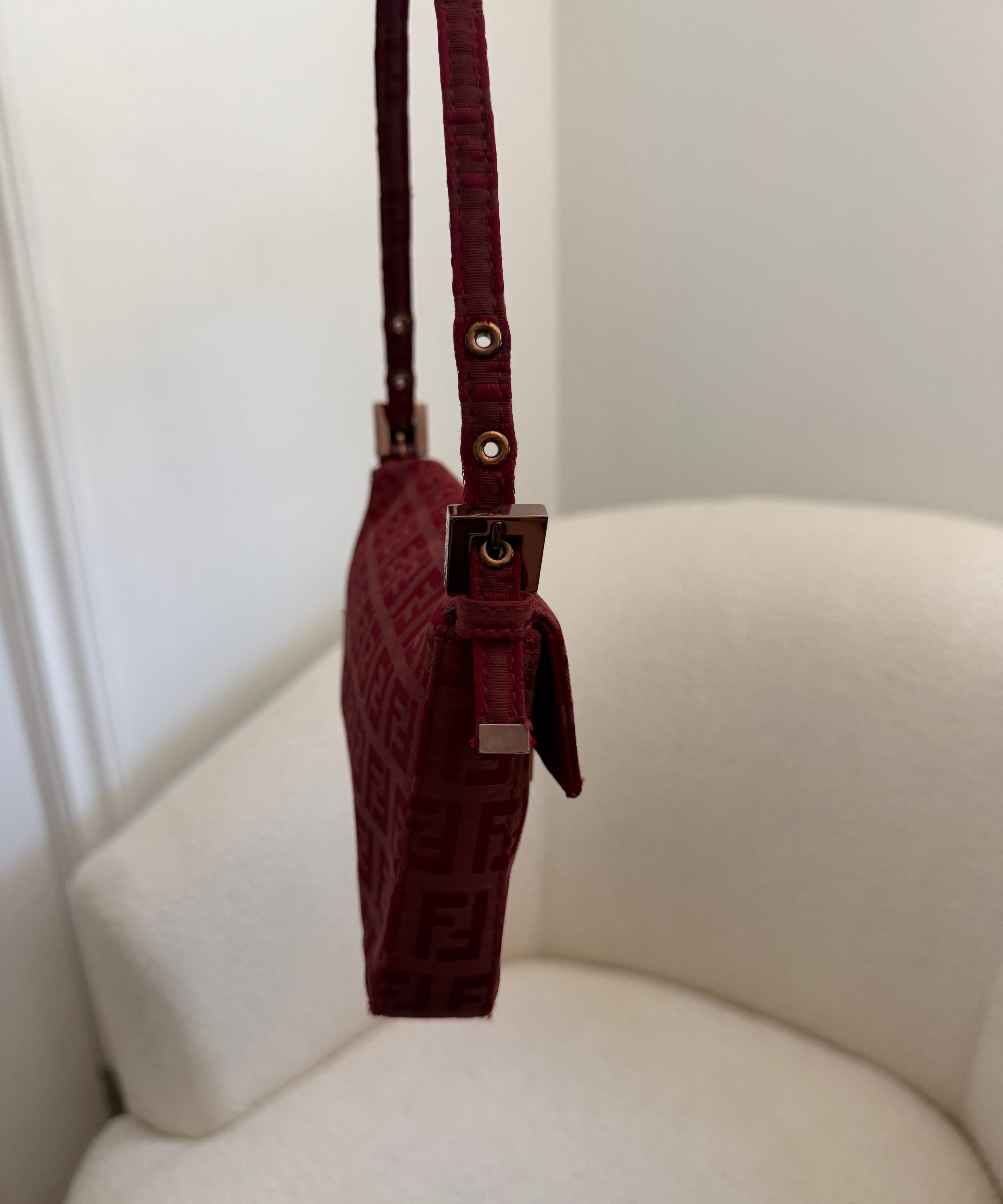 Red Mini Fendi Baguette Shoulder Bag