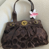 Brown Signature Coach Garnett Turnlock Bag
