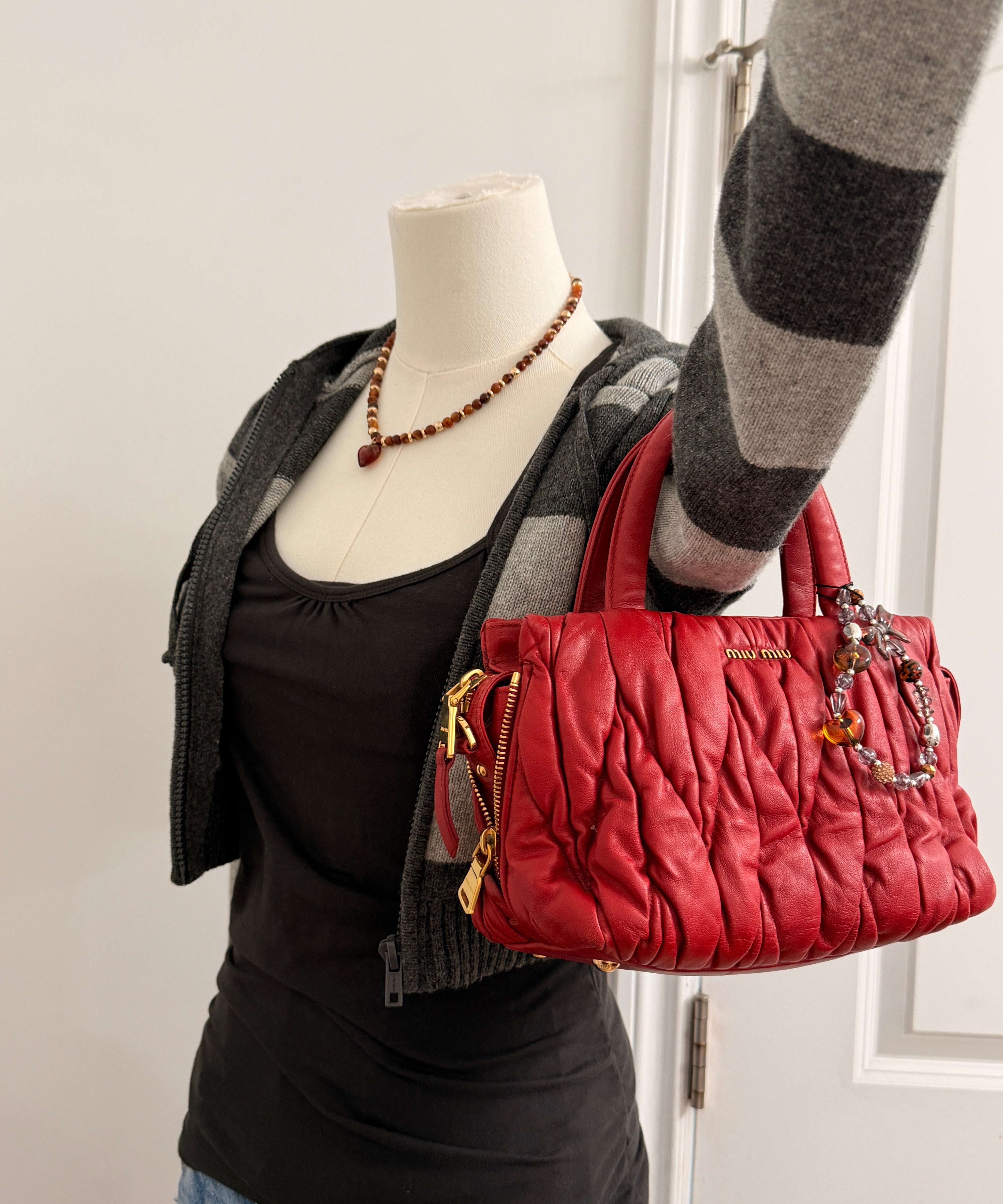 Red Mini Miu Miu Metalassé Bag
