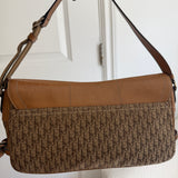 Brown Dior Trotter Monogram Zipper Shoulder Bag