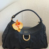 Black Gucci D-Ring Abbey Large Shoulder Bag