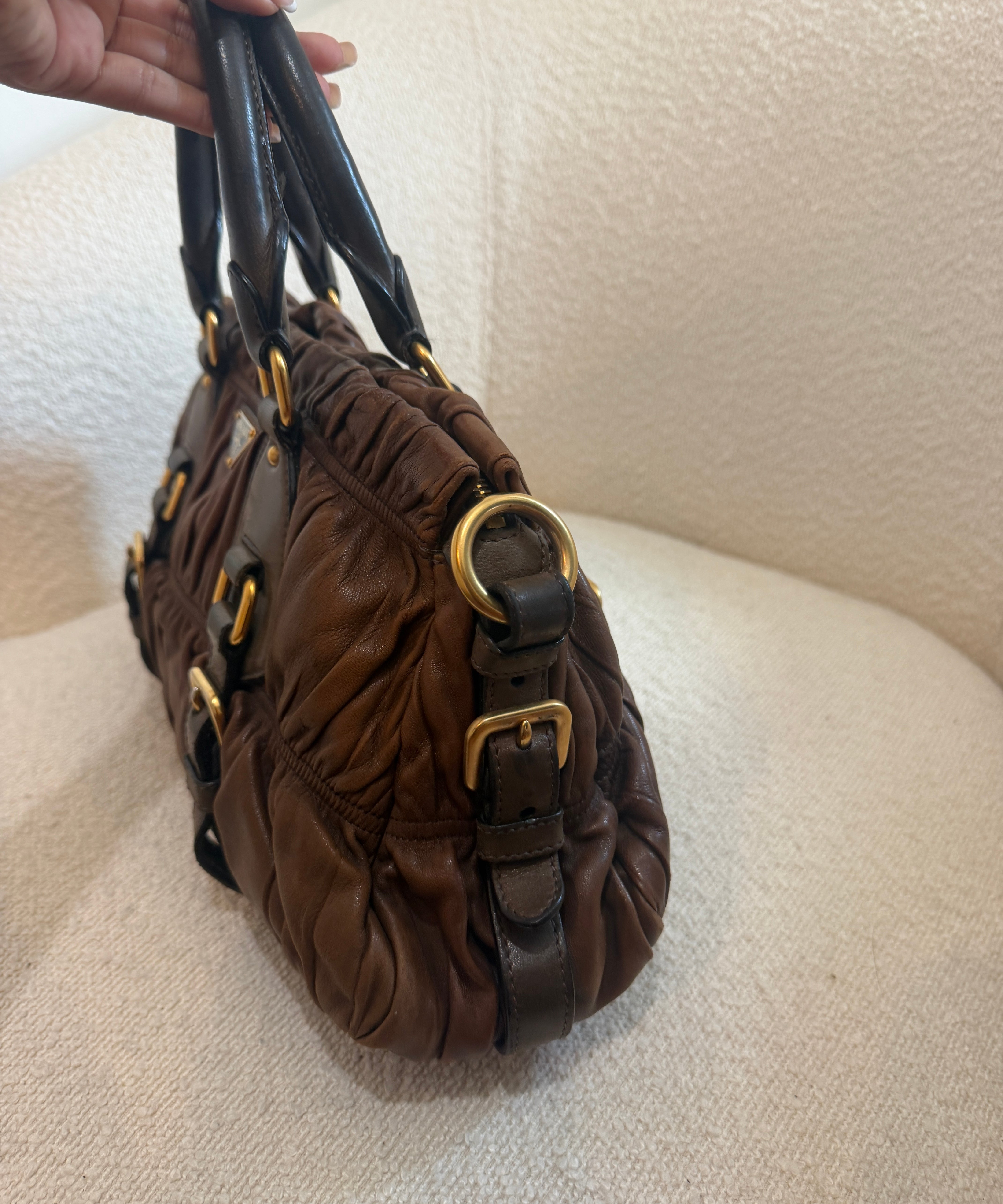 Brown Prada Nappa Shoulder Bag