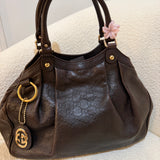 Brown Gucci Leather Sukey Tote Bag