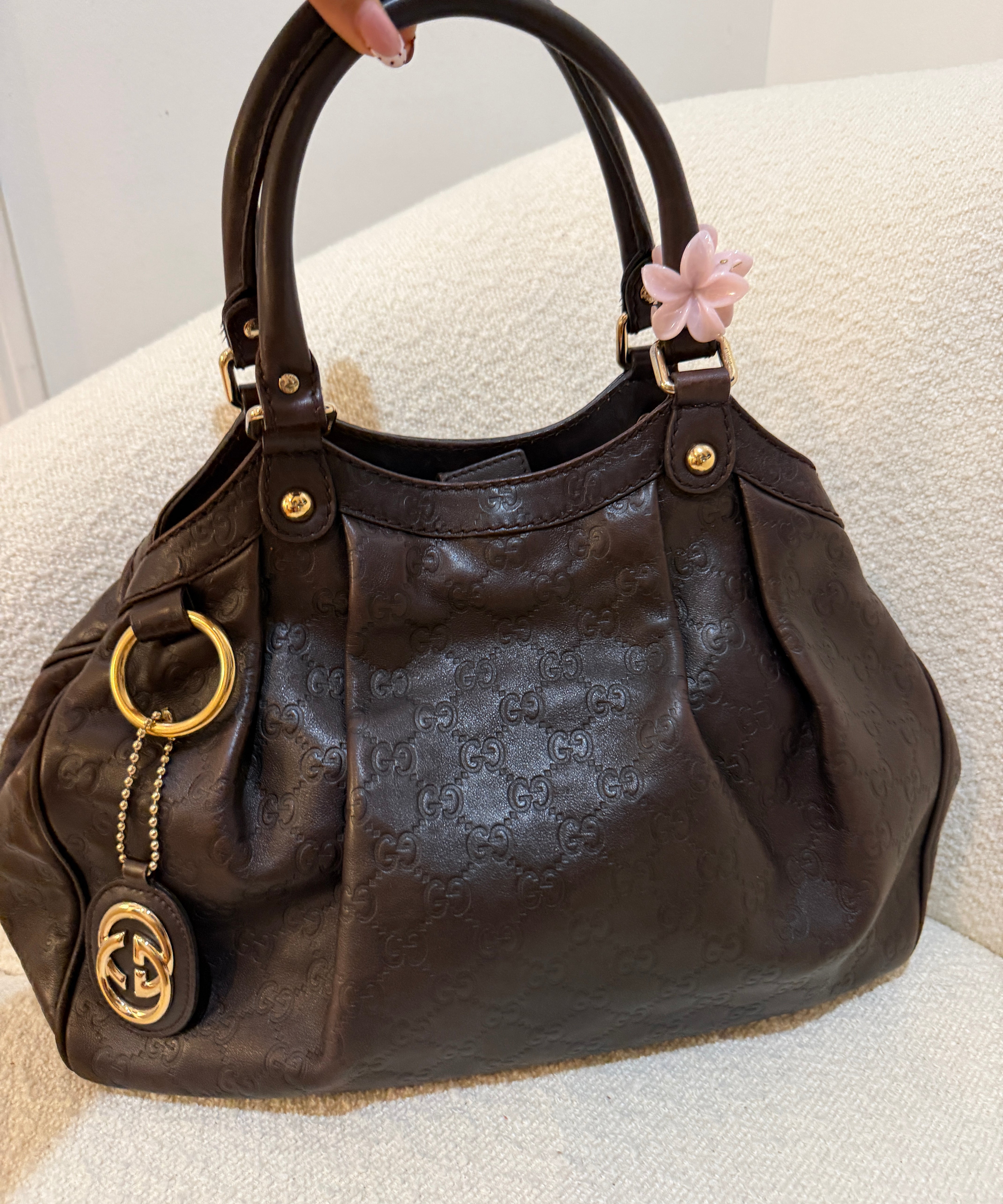 Brown Gucci Leather Sukey Tote Bag
